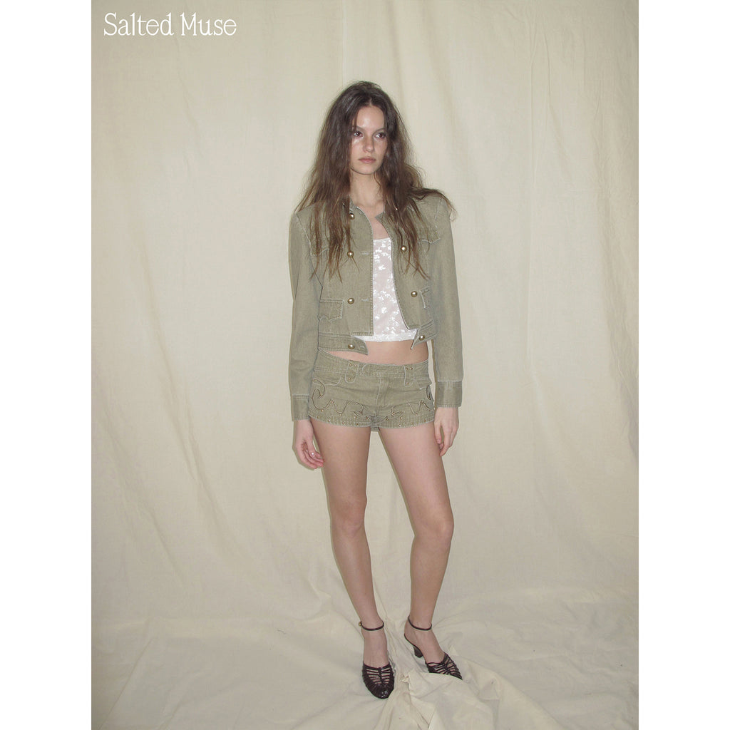 【SaltedMuse】Riveted Low Waist Shorts