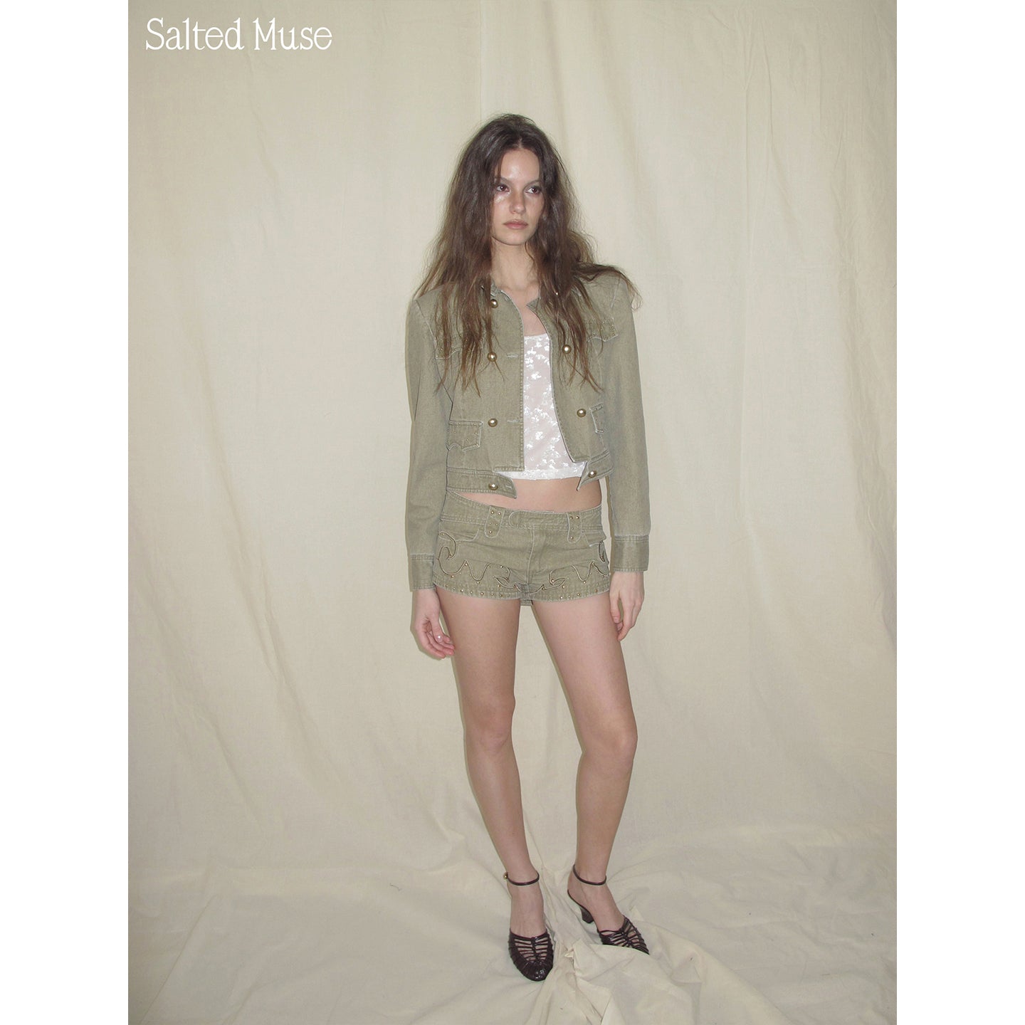 【SaltedMuse】Riveted Low Waist Shorts