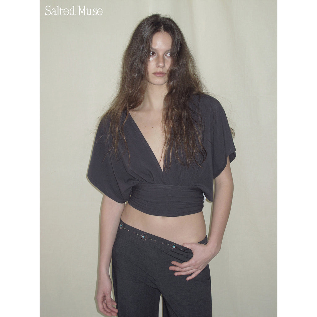 【SaltedMuse】Waisted V-neck knitwear