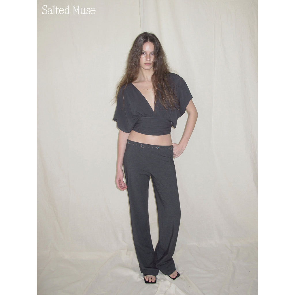 【SaltedMuse】Waisted V-neck knitwear