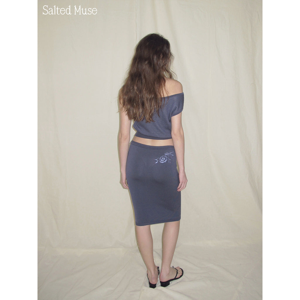 【SaltedMuse】Embroidered knitted skirt
