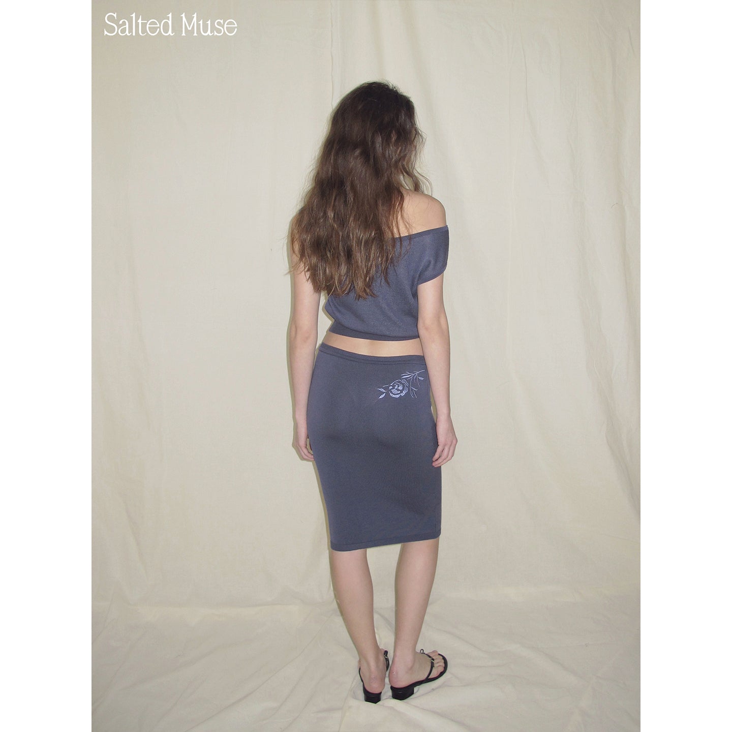 【SaltedMuse】Embroidered knitted skirt