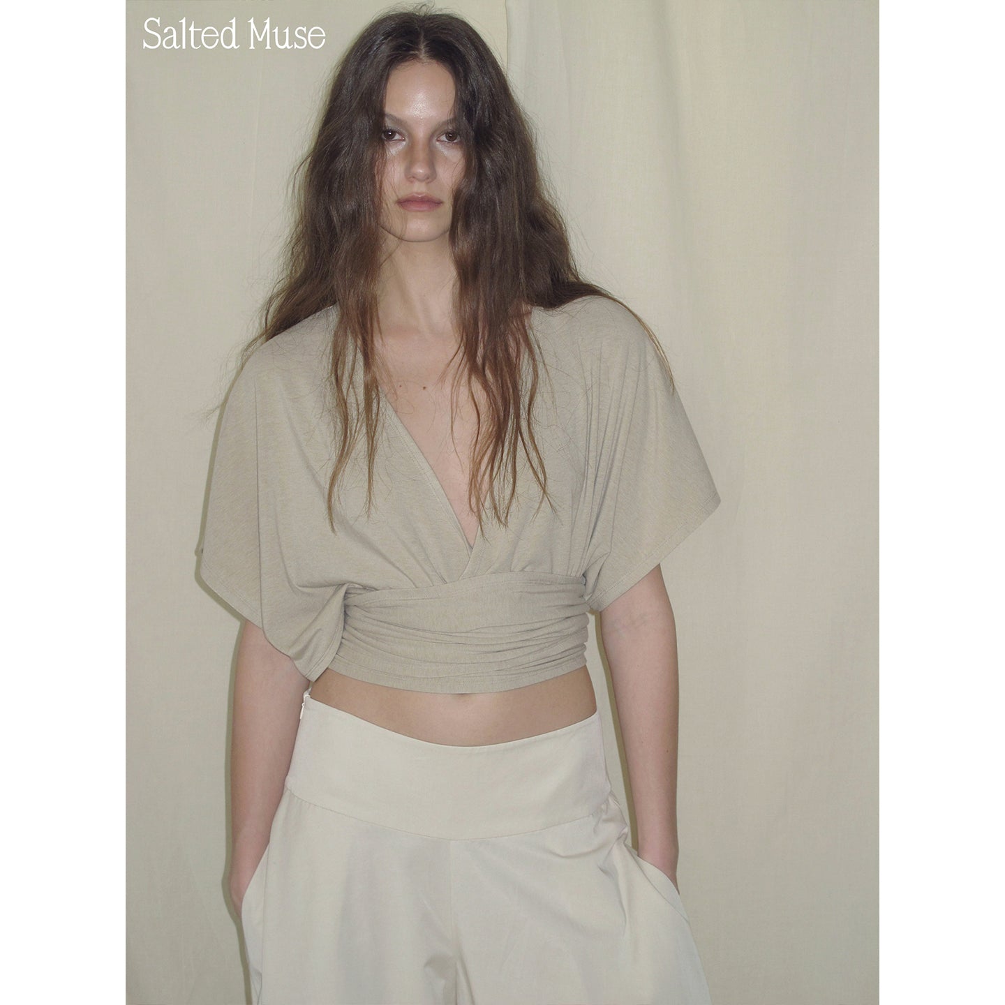 【SaltedMuse】Waisted V-neck knitwear
