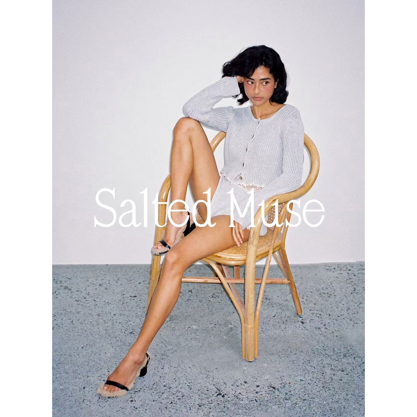 【SaltedMuse】French Lace-trimmed knitted cardigan
