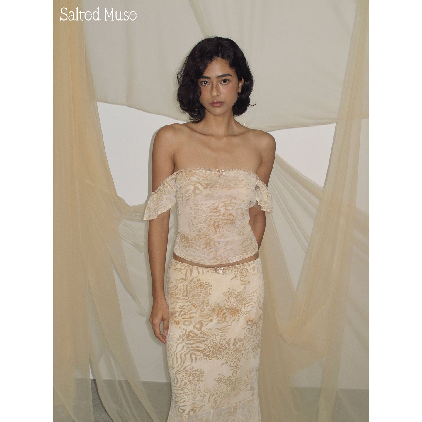 【SaltedMuse】French Jacquard flying sleeve camisole