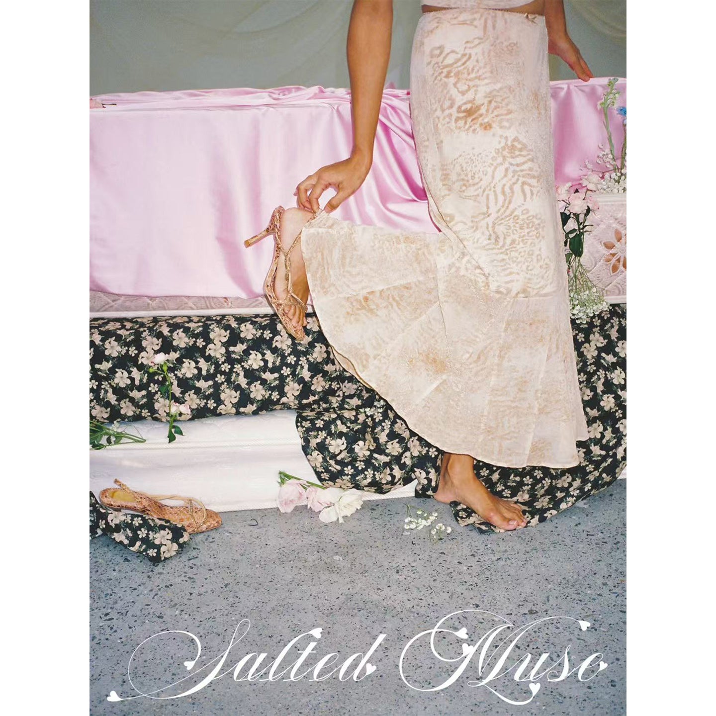 【SaltedMuse】French jacquard fishnet skirt