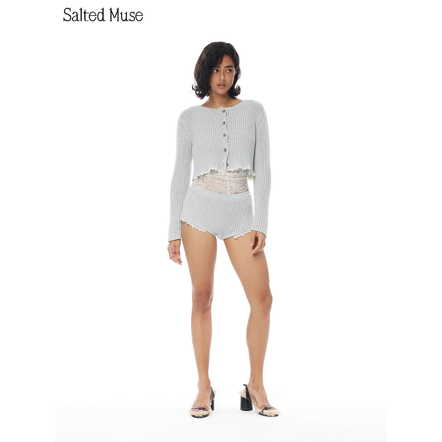 【SaltedMuse】French Lace-trimmed knitted shorts
