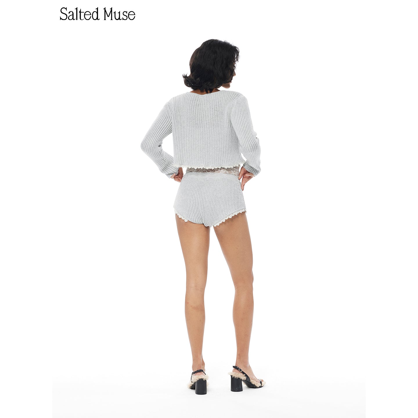 【SaltedMuse】French Lace-trimmed knitted shorts