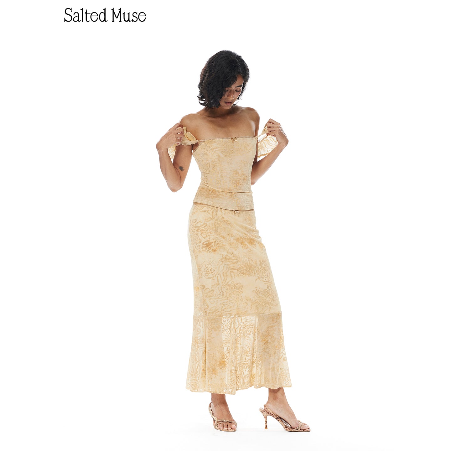【SaltedMuse】French Jacquard flying sleeve camisole