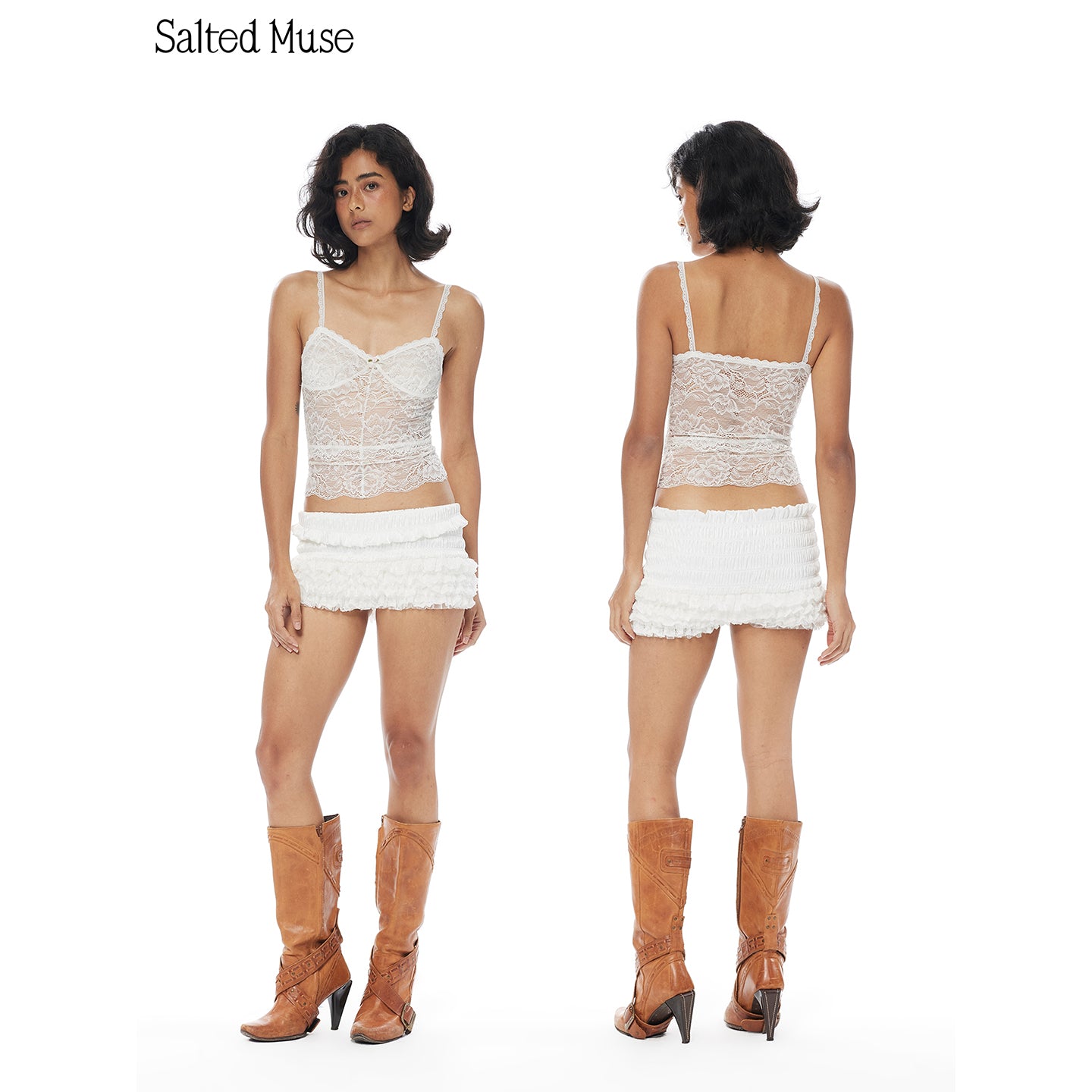 【SaltedMuse】French Spliced hollow-out camisole