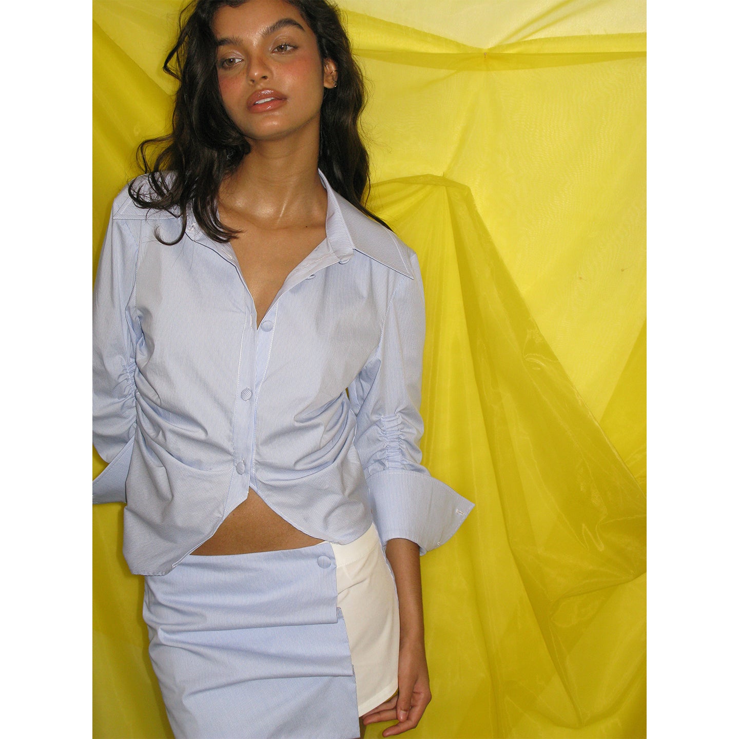 【SaltedMuse】French seven quarter sleeve striped shirt