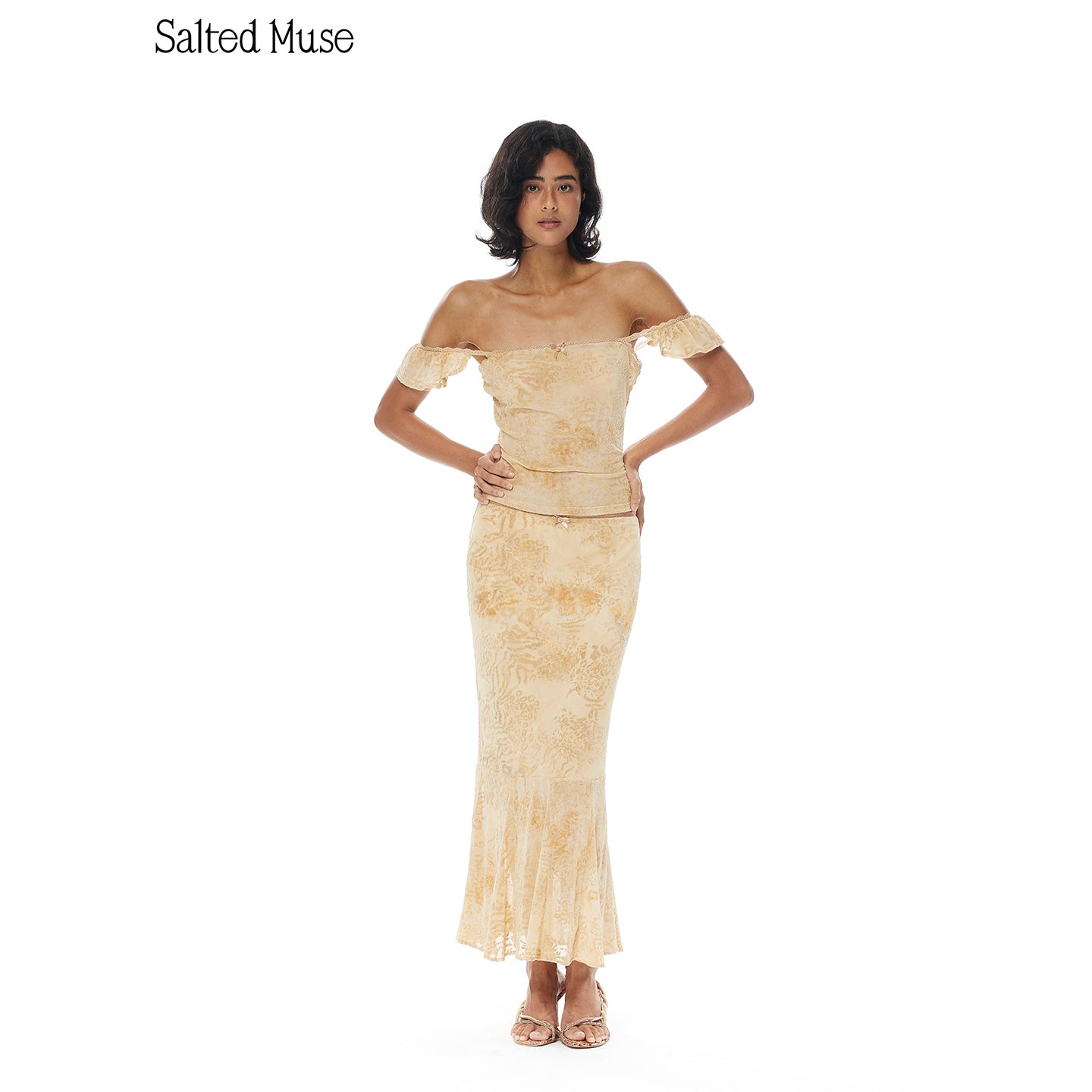 【SaltedMuse】French jacquard fishnet skirt