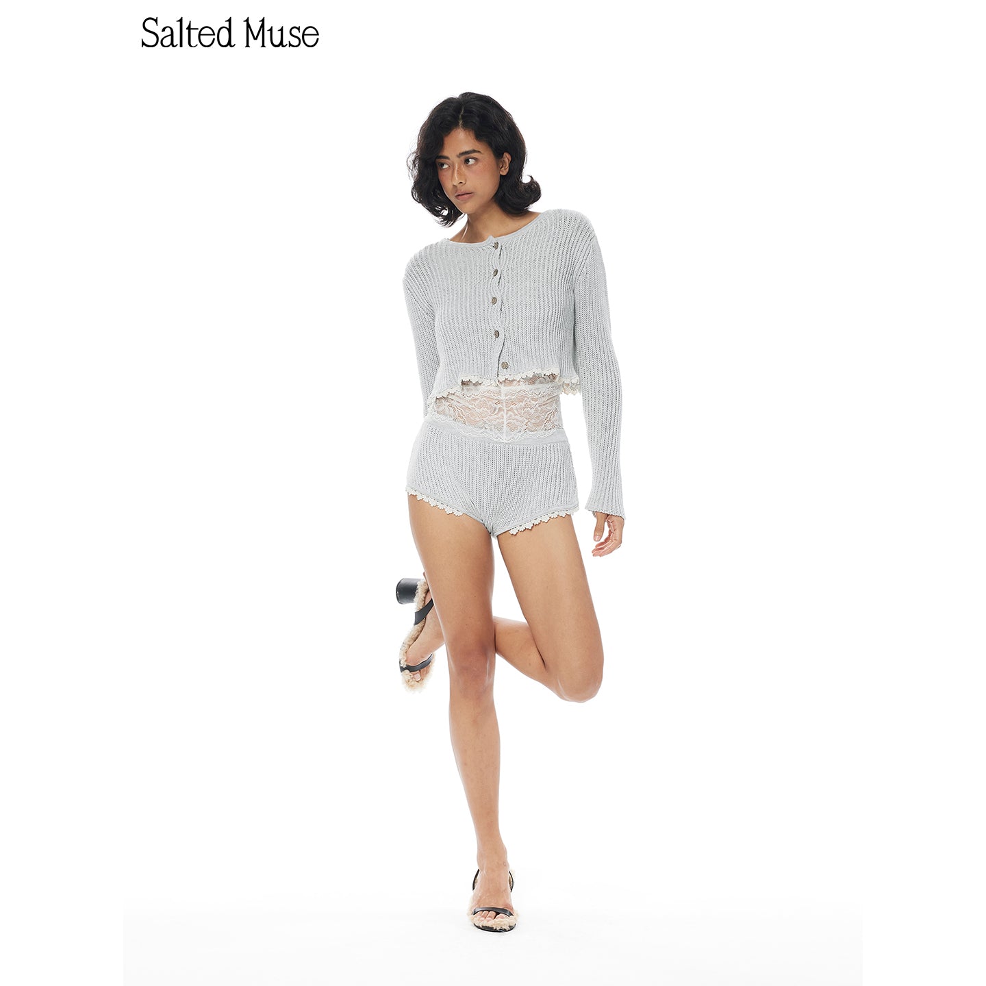 【SaltedMuse】French Lace-trimmed knitted shorts