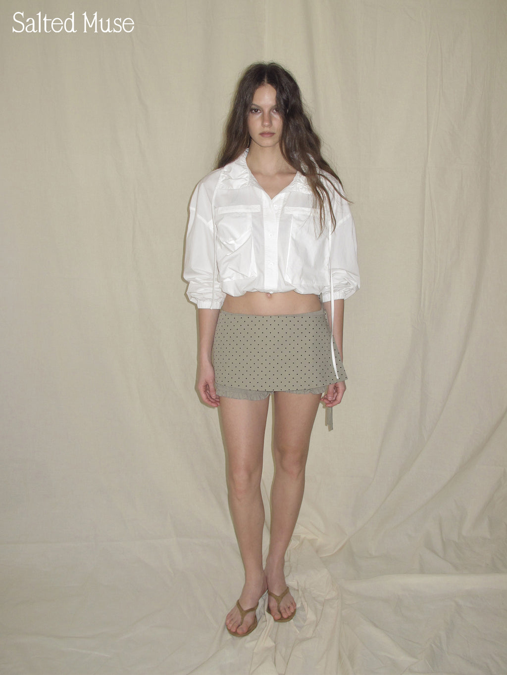 【SaltedMuse】Large Pocket Drawstring Shirt