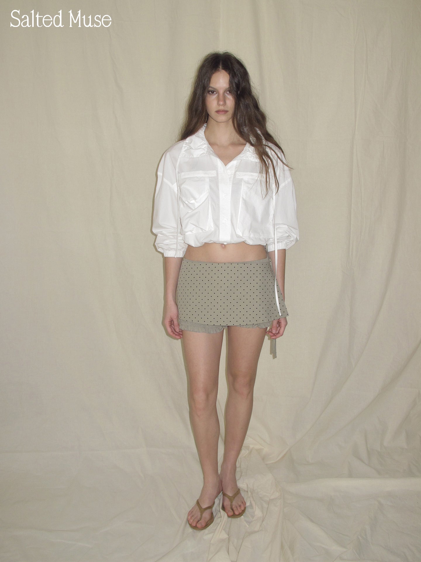 【SaltedMuse】Large Pocket Drawstring Shirt