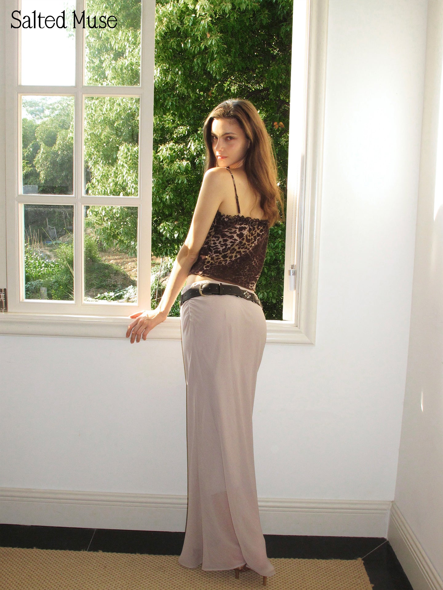 【SaltedMuse】Lace Draped Tulle Gathered Long Skirt