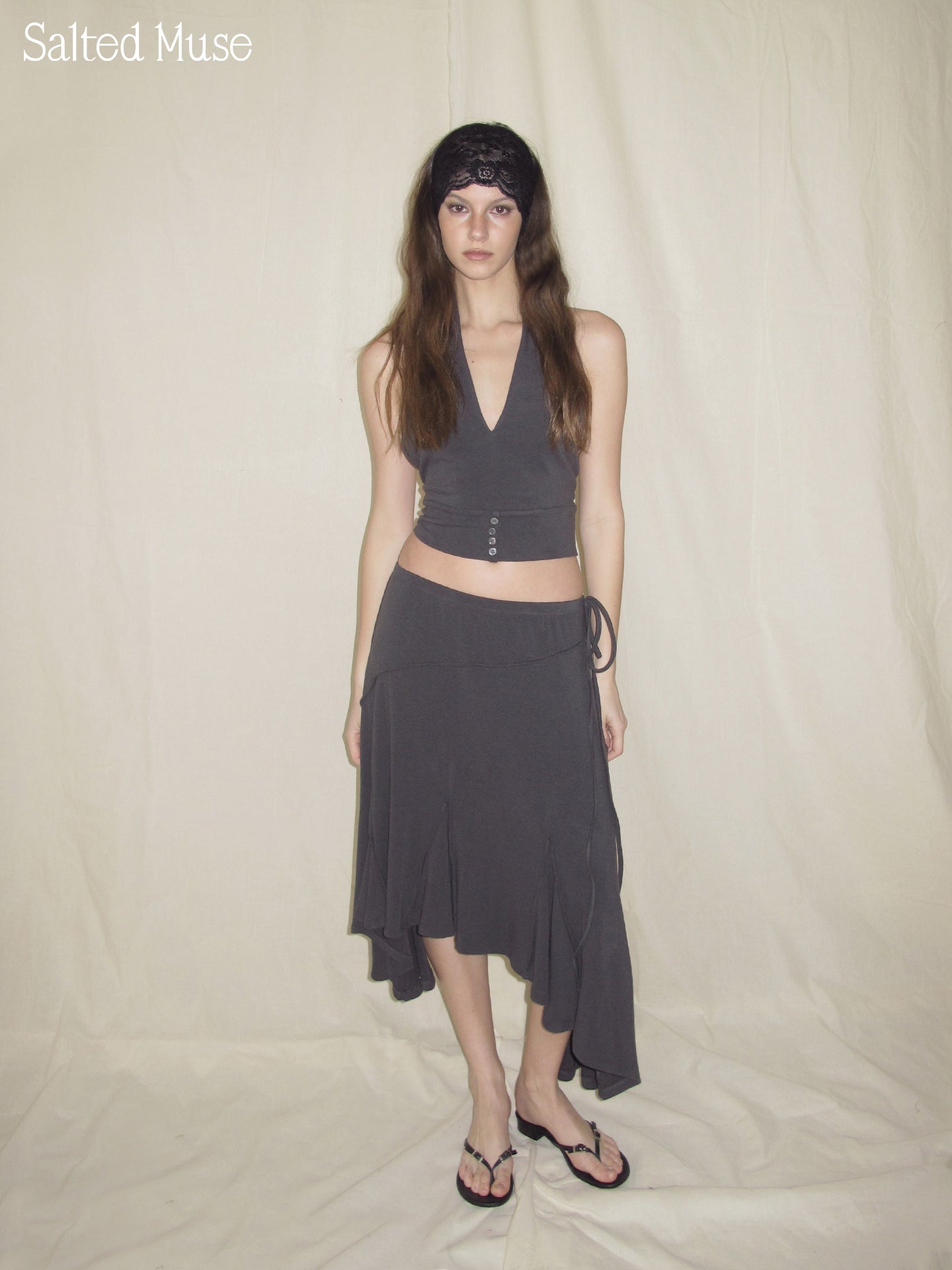 【SaltedMuse】Asymmetrical Midi Skirt