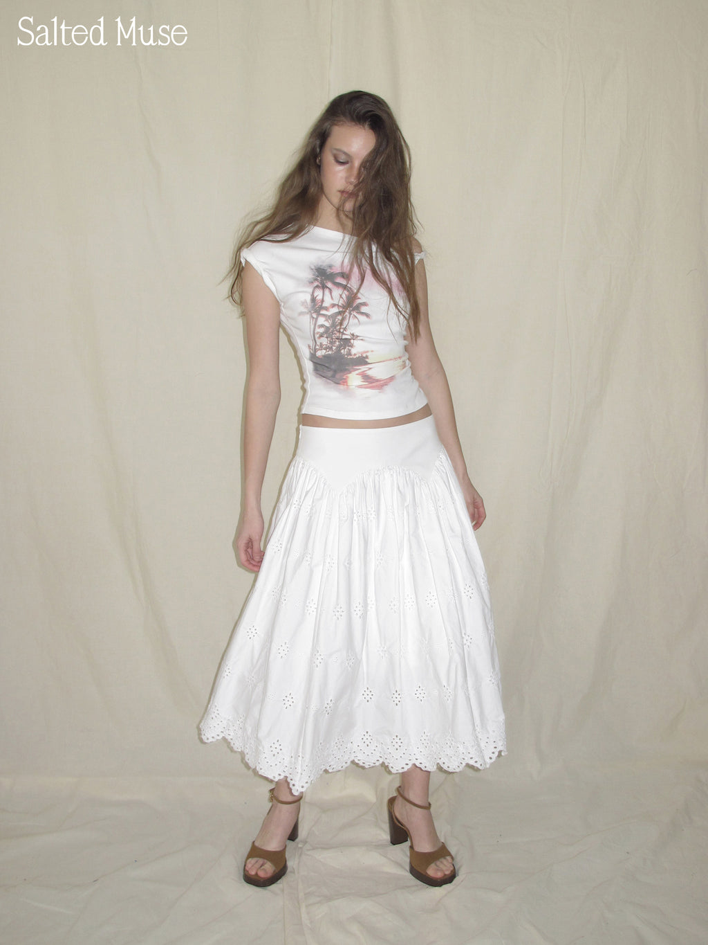 【SaltedMuse】Hollow-out embroidered skirt