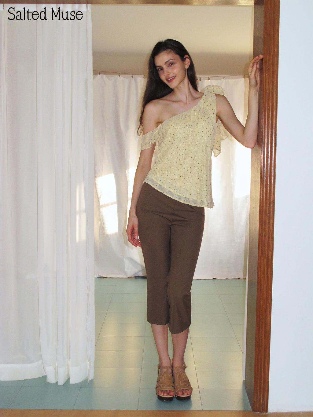 【SaltedMuse】Ruffled One Shoulder Top
