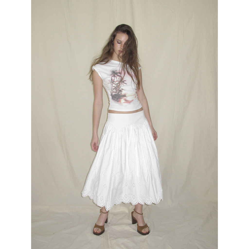 【SaltedMuse】Slanted Shoulder Print T