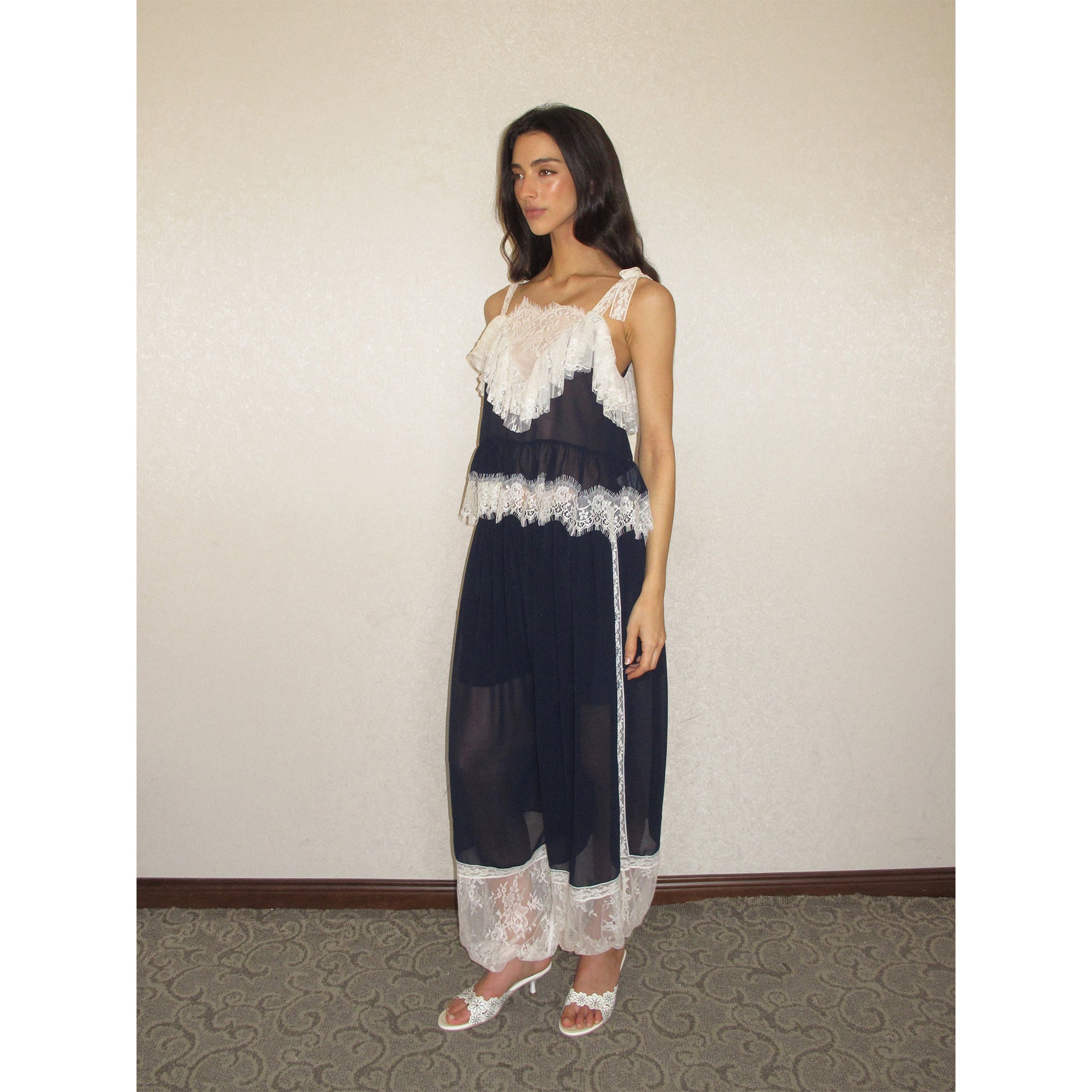 【SaltedMuse】French Lace Chiffon Elastic Waist Harem Pants