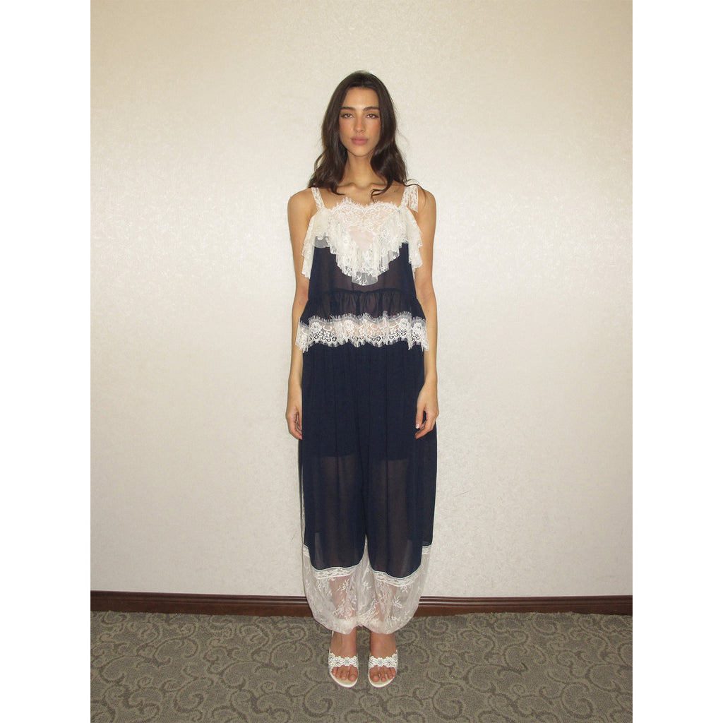 【SaltedMuse】French Lace Chiffon Elastic Waist Harem Pants