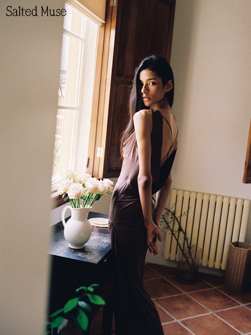 【SaltedMuse】Cowl Neck Backless Dress
