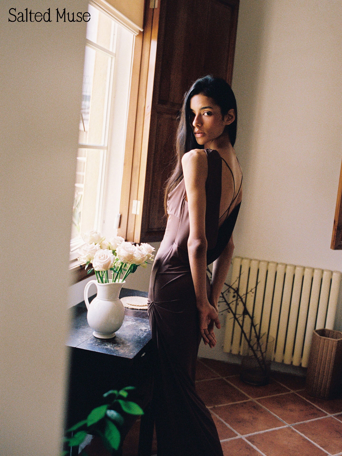 【SaltedMuse】Cowl Neck Backless Dress