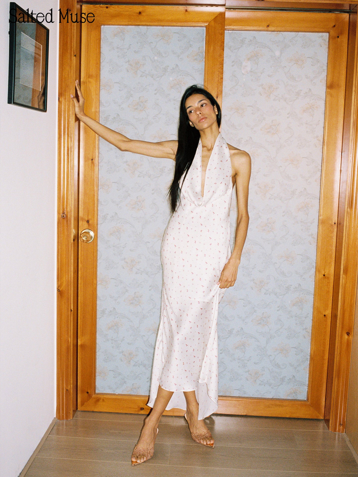 【SaltedMuse】Halter Cowl Neck Backless Dress