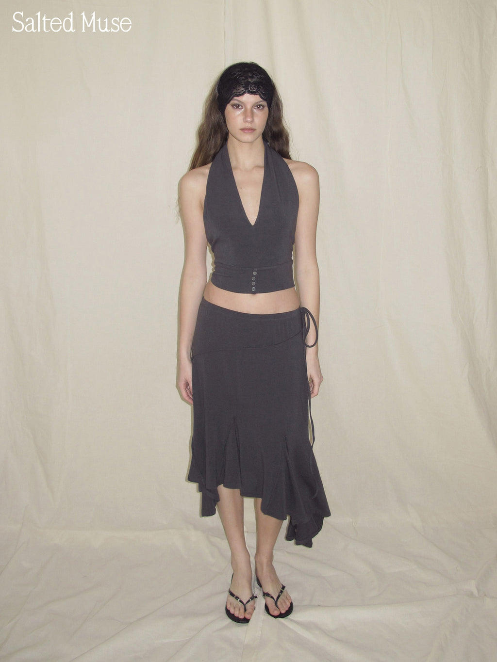 【SaltedMuse】Asymmetrical Midi Skirt
