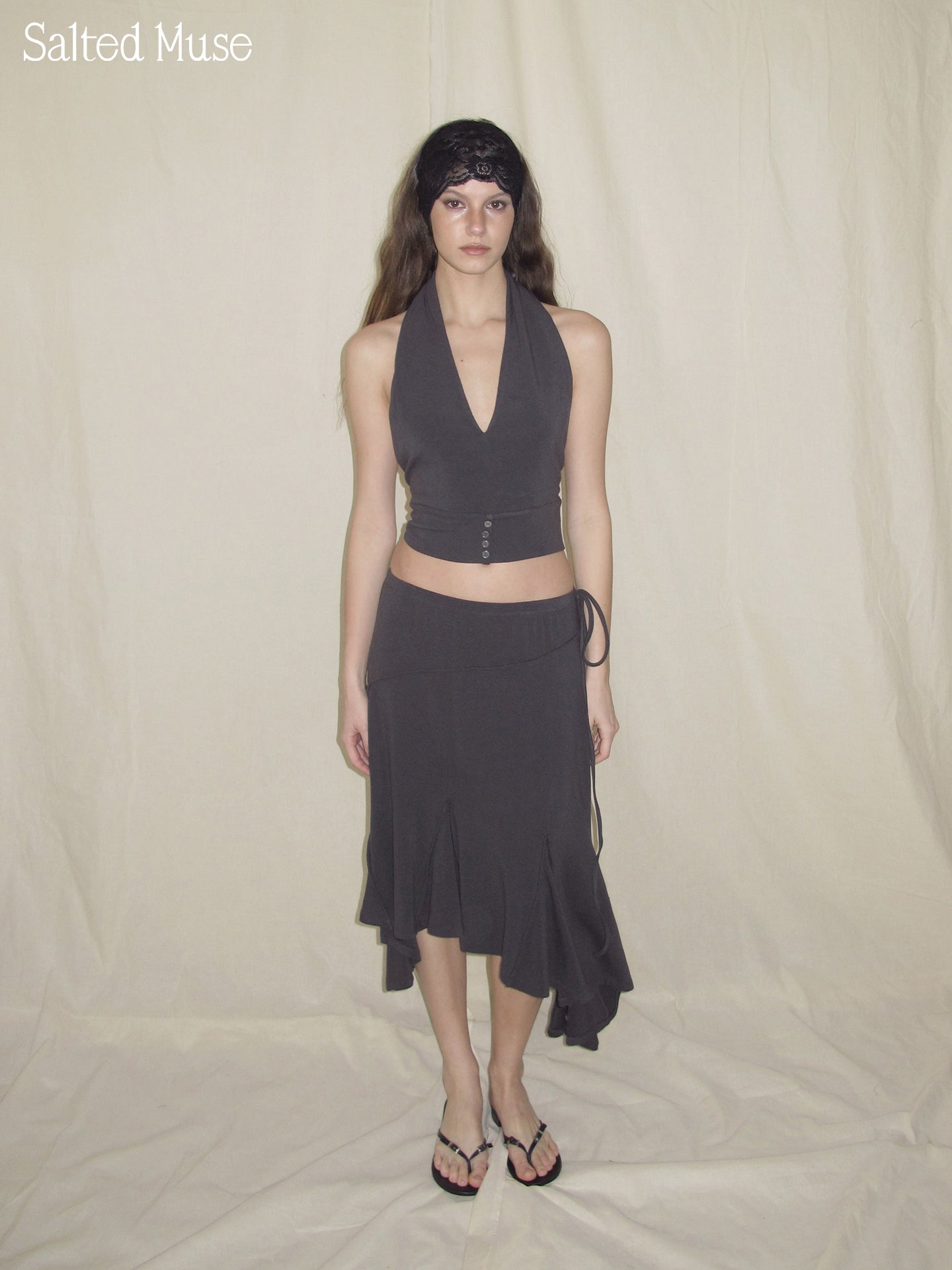 【SaltedMuse】Asymmetrical Midi Skirt