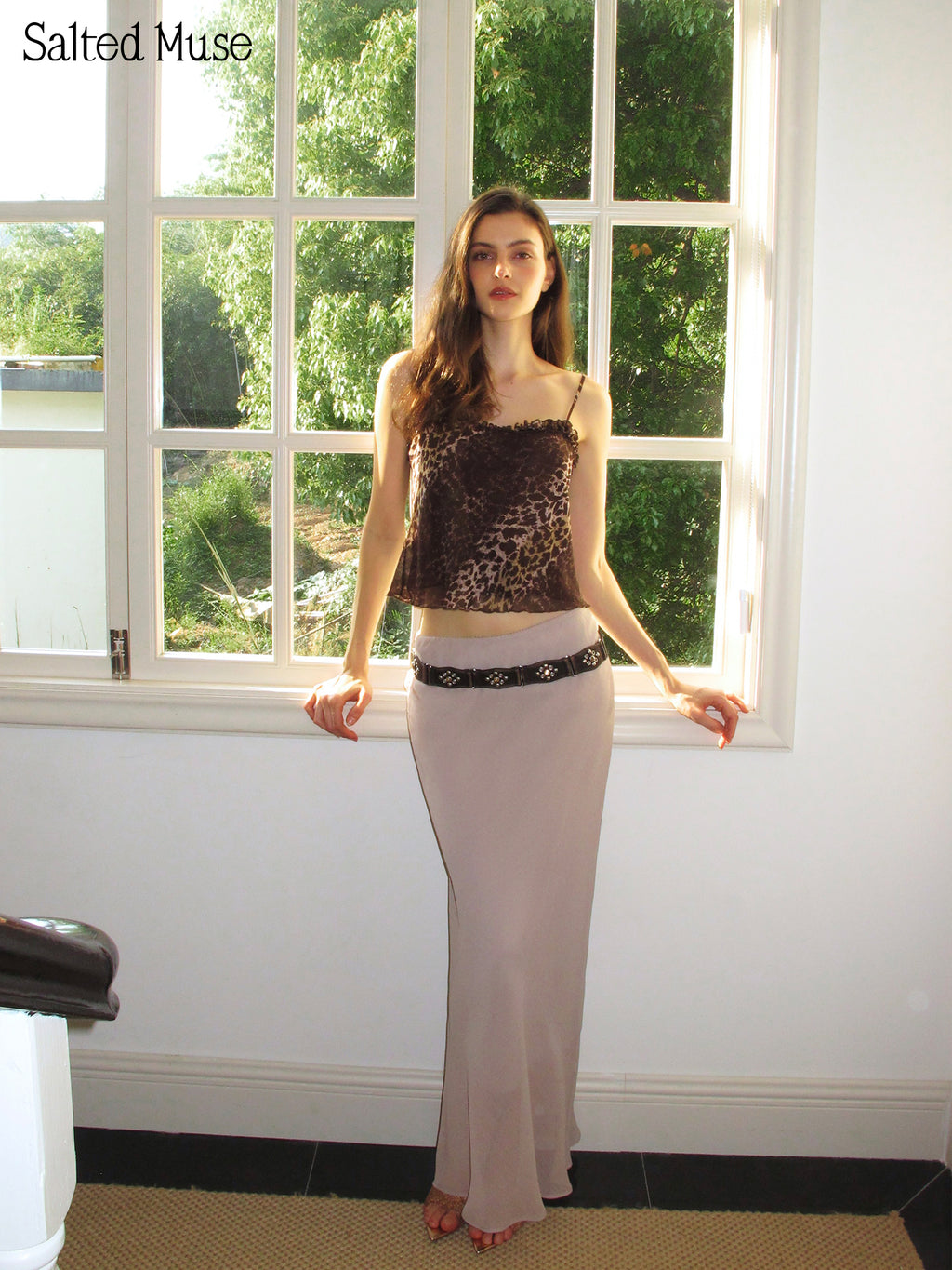 【SaltedMuse】Lace Draped Tulle Gathered Long Skirt