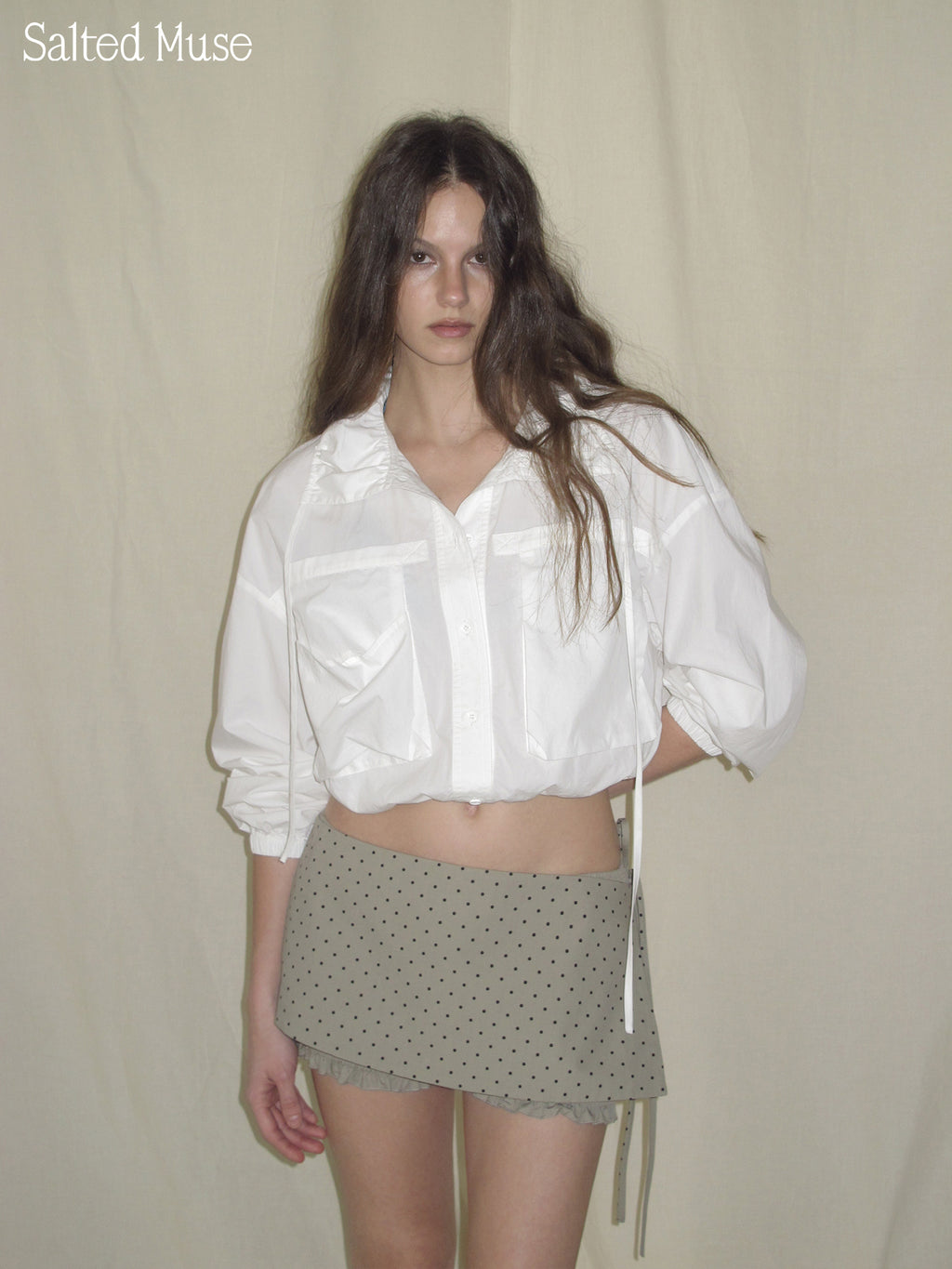 【SaltedMuse】Large Pocket Drawstring Shirt