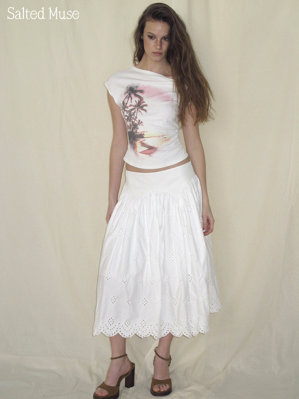 【SaltedMuse】Hollow-out embroidered skirt
