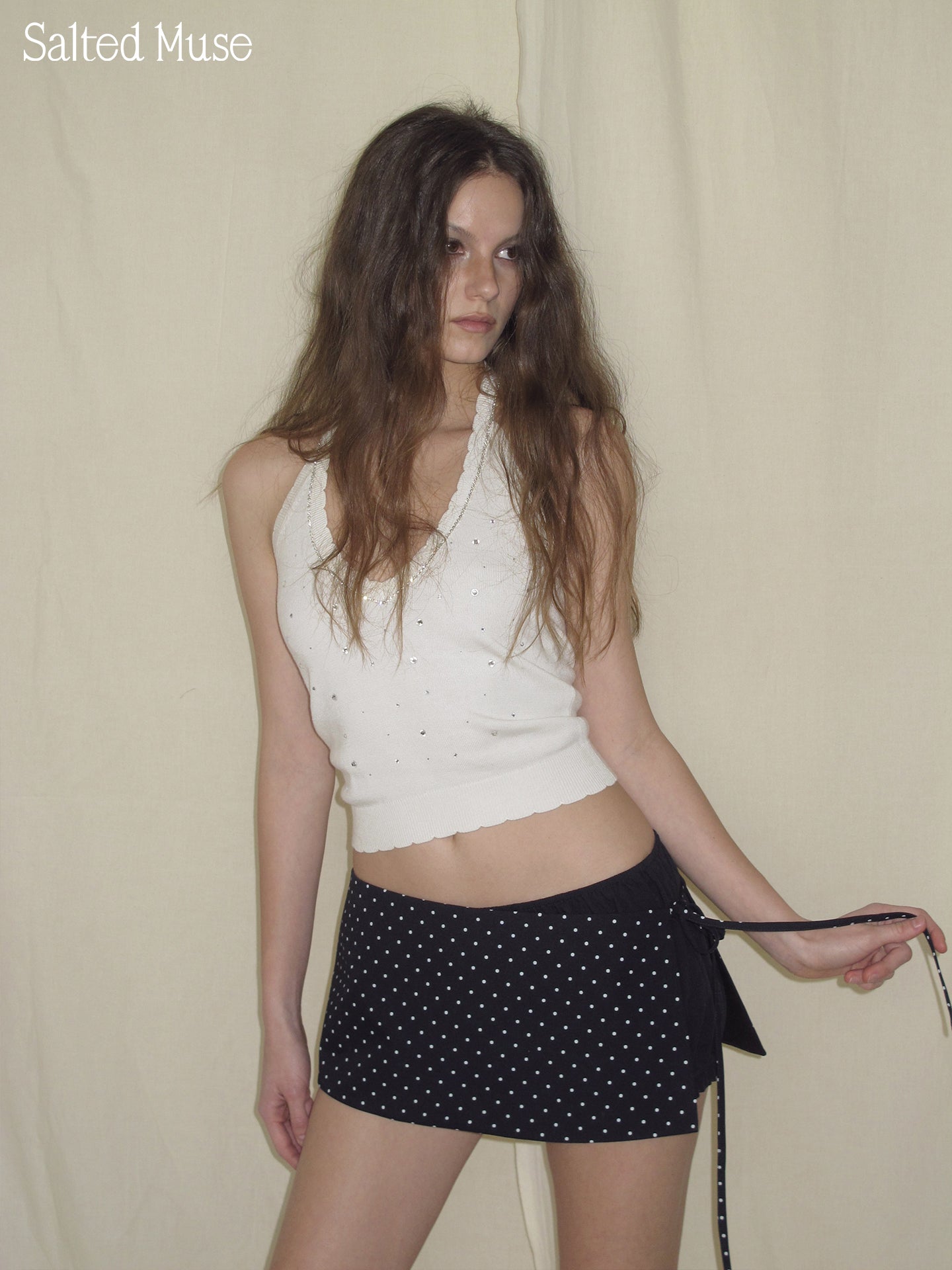 【SaltedMuse】Knitted vest with hanging neck
