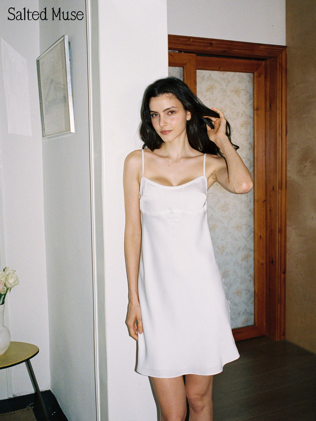【SaltedMuse】French Stitched Draped Cami Dress