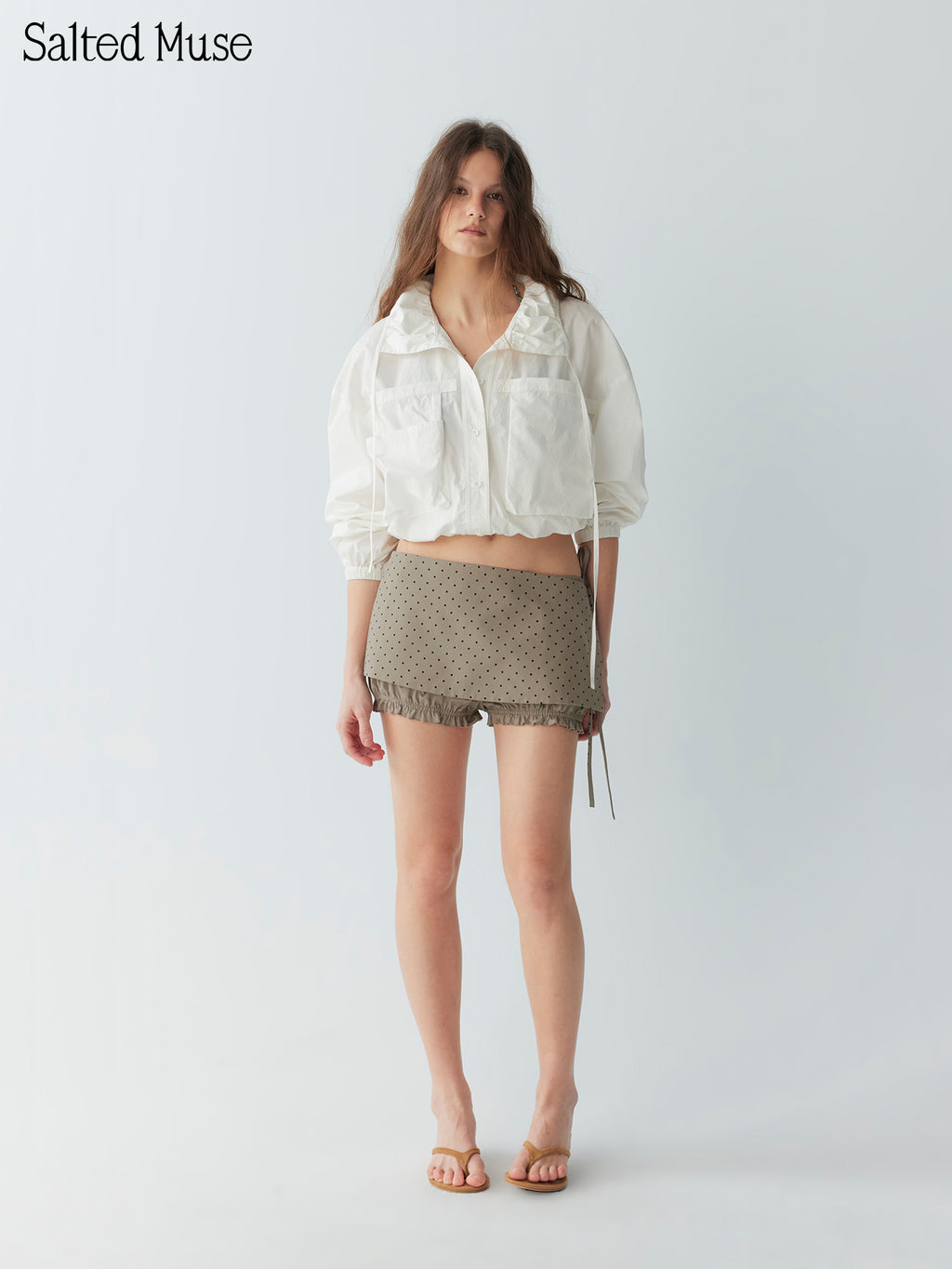 【SaltedMuse】Large Pocket Drawstring Shirt