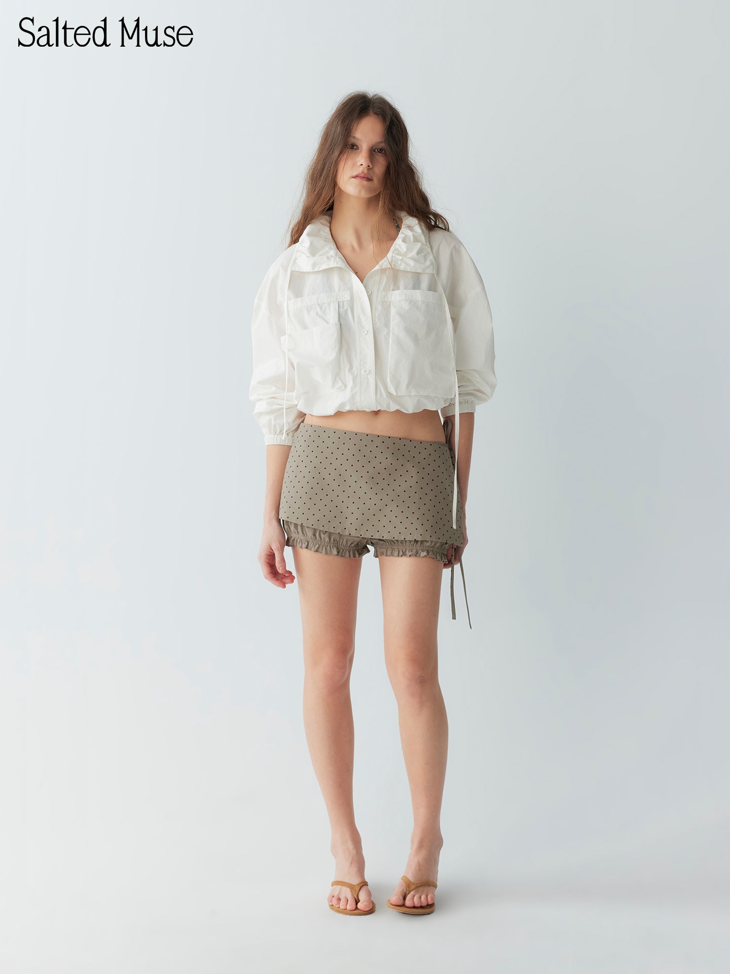 【SaltedMuse】Large Pocket Drawstring Shirt