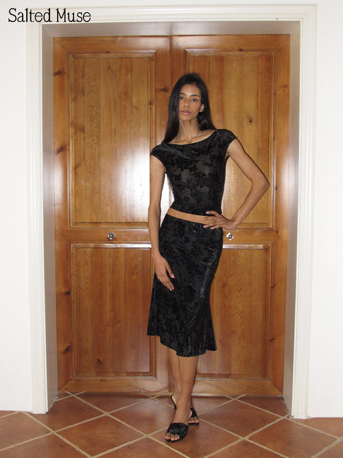 【SaltedMuse】Burnout Low Waist Mermaid Skirt