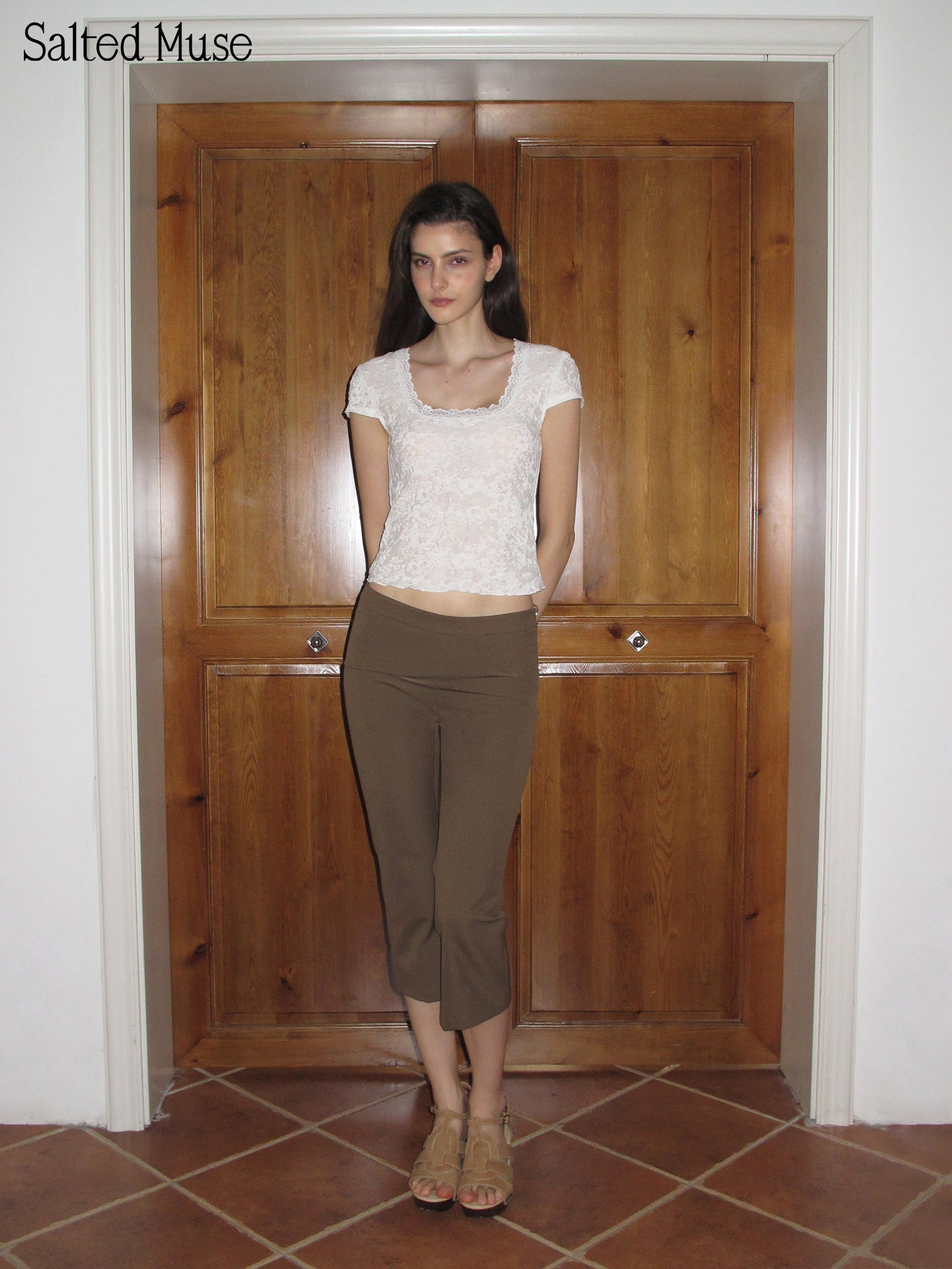 【SaltedMuse】Lace Square-Neck Top
