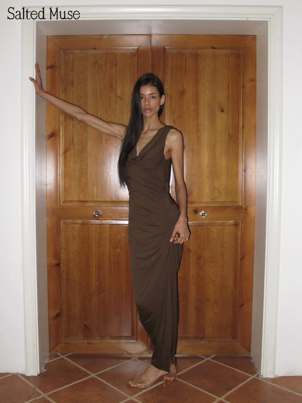 【SaltedMuse】Cowl Neck Backless Dress