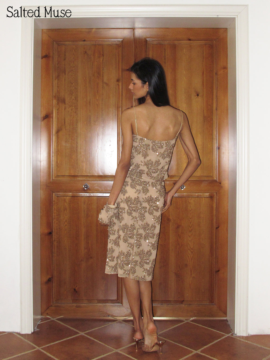 【SaltedMuse】Champagne Embroidered Sequin Cami