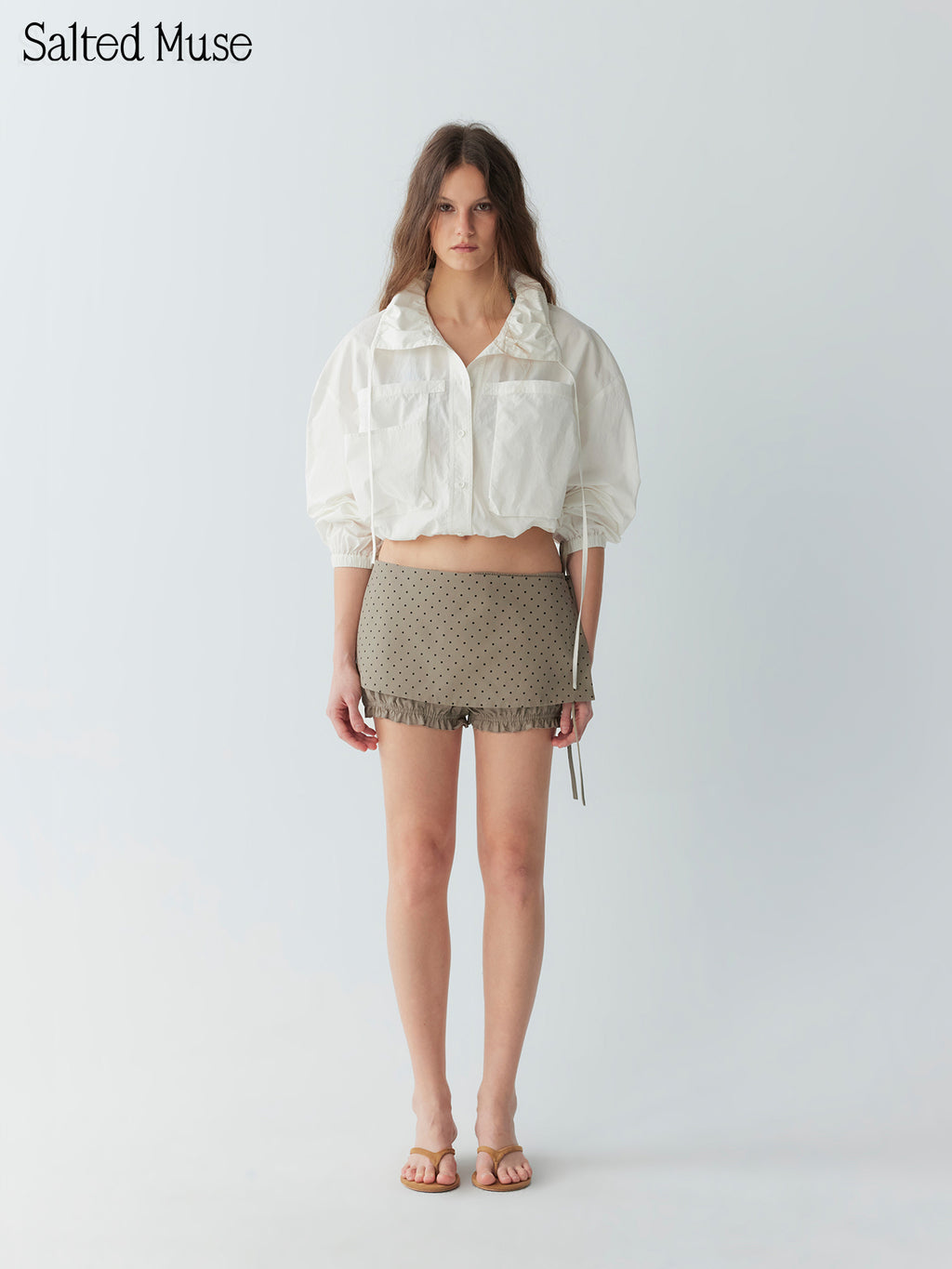 【SaltedMuse】Large Pocket Drawstring Shirt