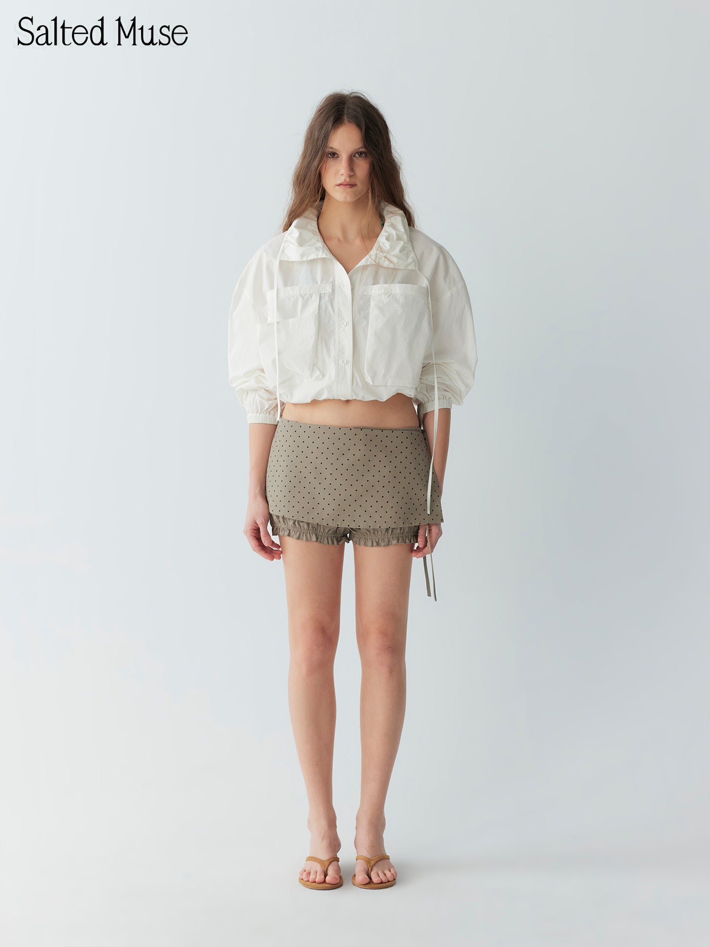 【SaltedMuse】Large Pocket Drawstring Shirt