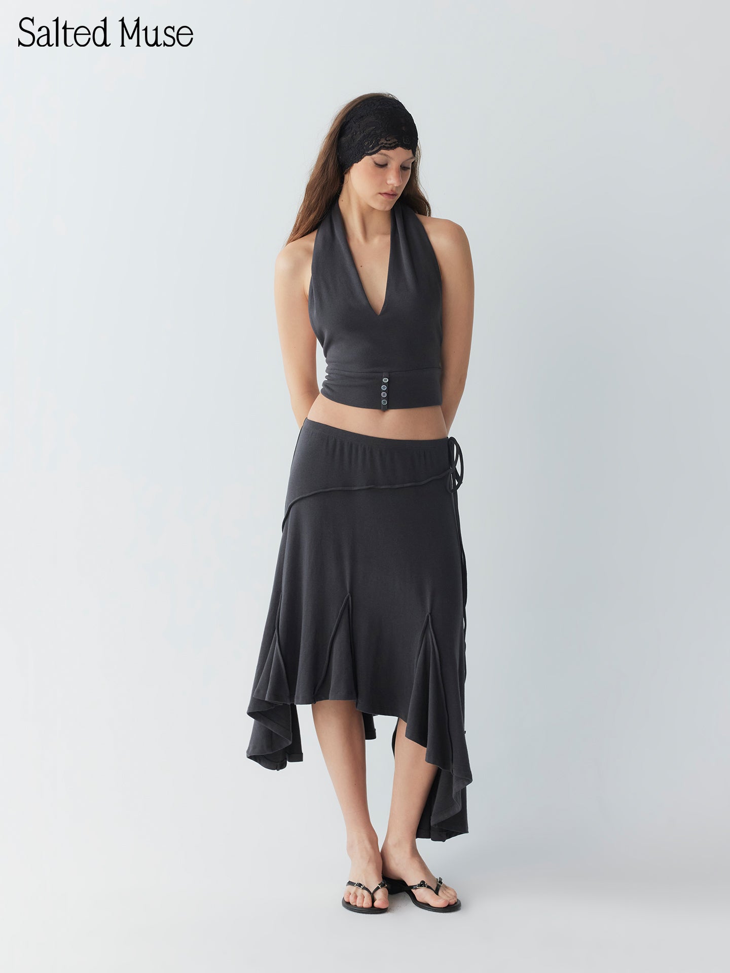【SaltedMuse】Asymmetrical Midi Skirt